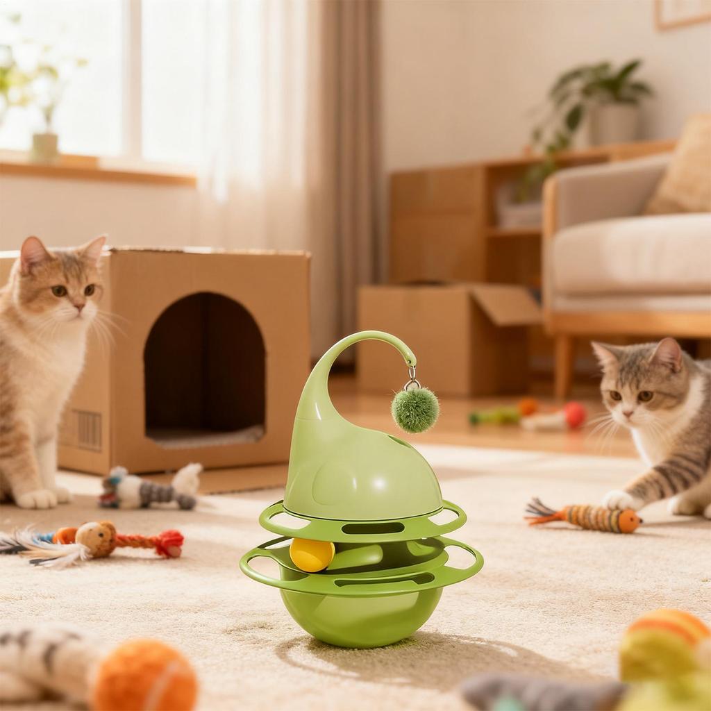Cat Puzzle Treat Dispenser Slow Feeder Turntable Interactive Cat Treat Dispensing Toy For Chewing Needs Foraging Behavior Crate