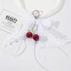 Phone Charms Ribbon Bow Keychain Mesh Leopard Pattern Cherry Pendant Bowknot Heart Keychains Pearl Bow Pendant Women Girls