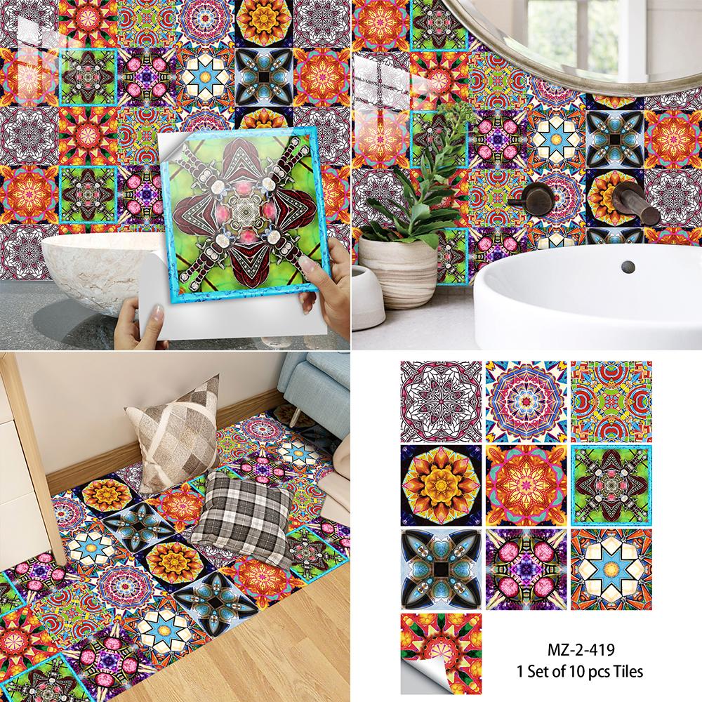 10 bucăți autocolant colorat pentru plăci, spătar de bucătărie, rezistent la ulei, dulap de baie, decor pentru casa, autocolante autoadezive, rezistente la apă