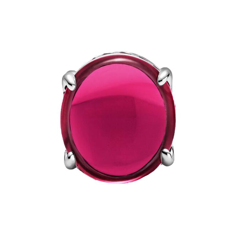 Pandora 925 silver red oval cabochon gemstone charm for women 799309C01