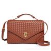 Leather Woven Small Square Box Women'S Bag Spring Fashion Versatile Lock Large Capacity Portable Oblique Span Bag Women
