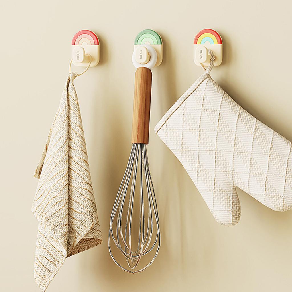 3Pcs Multicolored Wall Hooks Heavy Duty Removable Hangers for Keys Towels Bathroom Organization Accessories