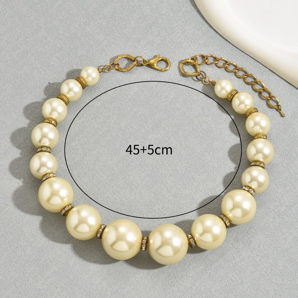 Inlaid Pearl Zircon Necklace Ins Niche Personality Design Hip-hop Style Collarbone Chain Beaded Necklace