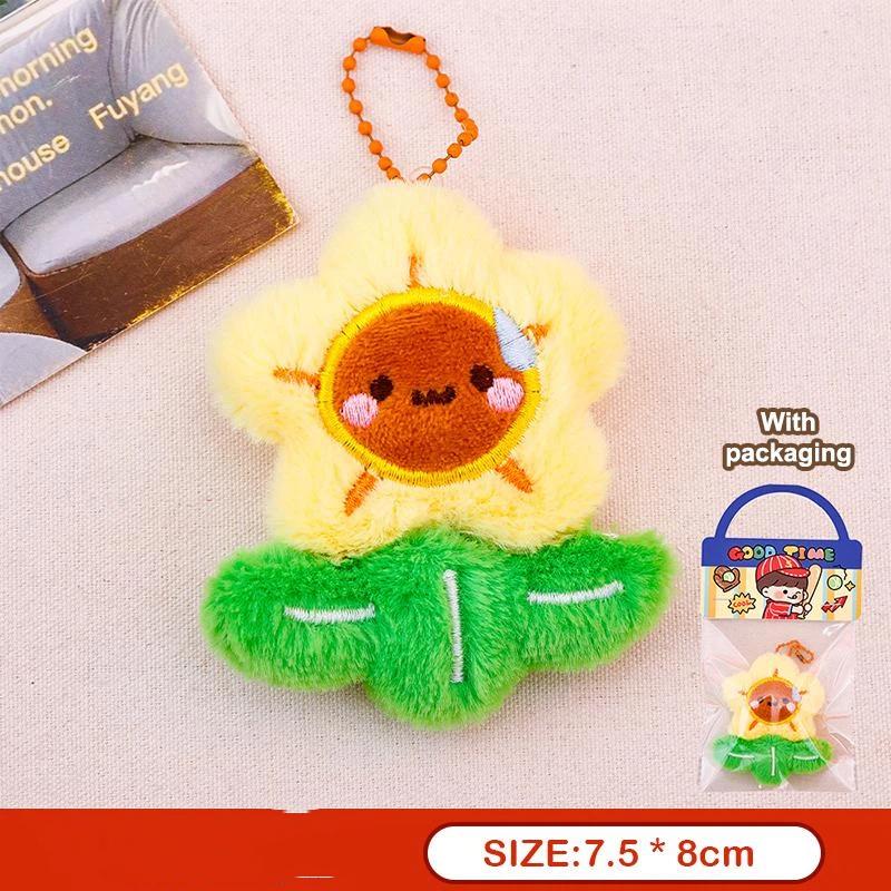 Cute Plush Sunflower Pendant Keychain Creative Yellow Flower Keychain Bag Accessories Charm Student Graduation Gift
