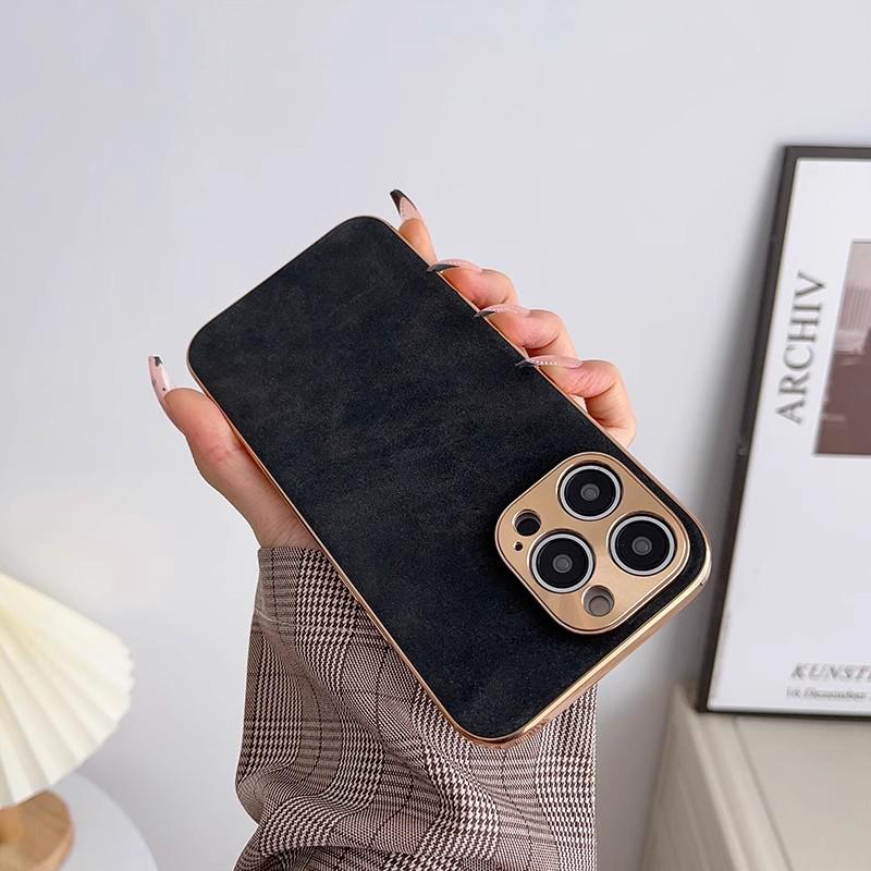 Apple 17ProMax Lambskin Electroplated iPhone16 Drop-proof Leather Texture Case