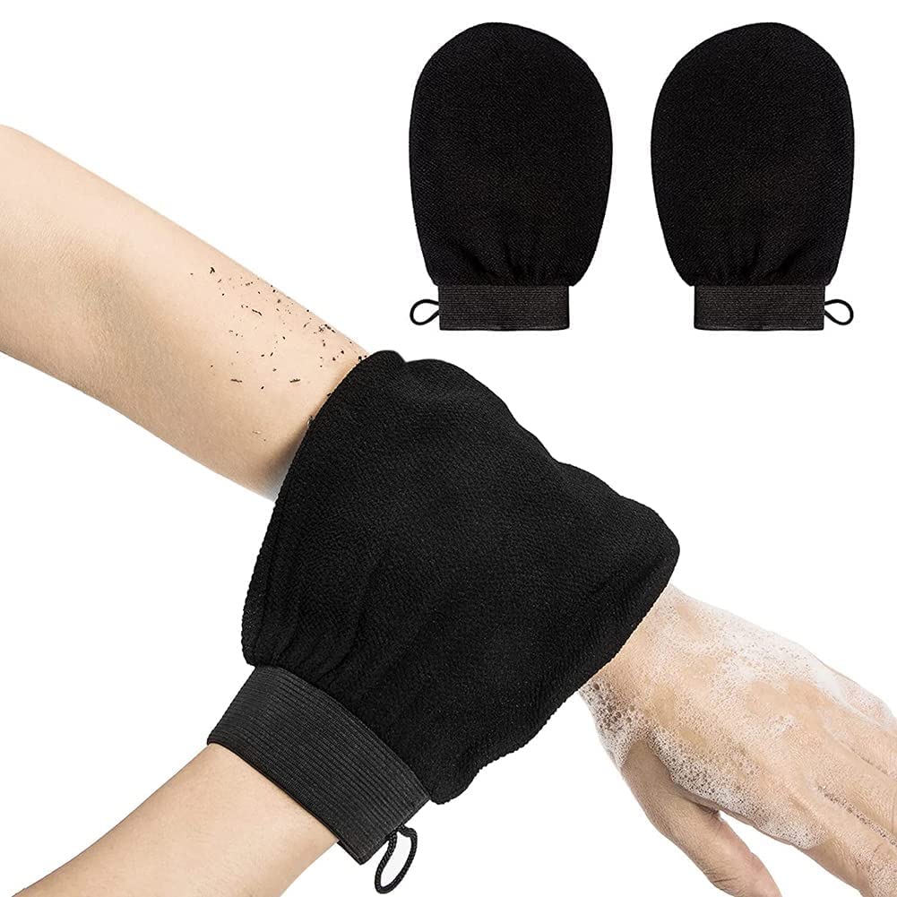 MIRARIYA Exfoliating Gloves for Body Cleansing and Scrubbing, Bath Gloves Tan Removal - Made of Natural Fibre, Gentle On the Skin, Sustainable, Un