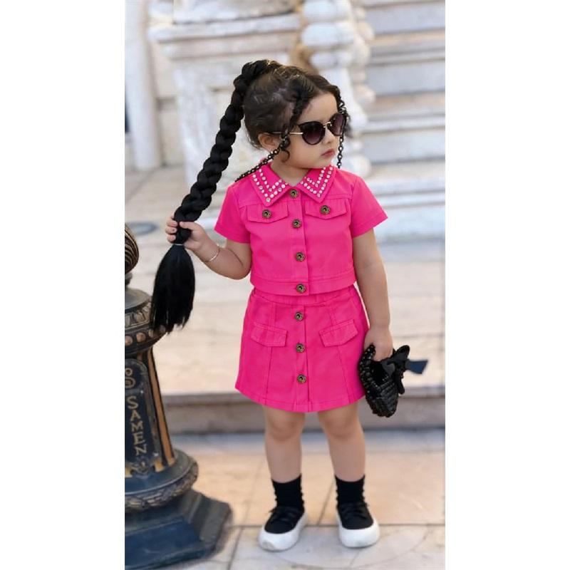Cute Children s Set: Summer Girls Fashion Solid-Color Top + Skirt Set 2-3Y