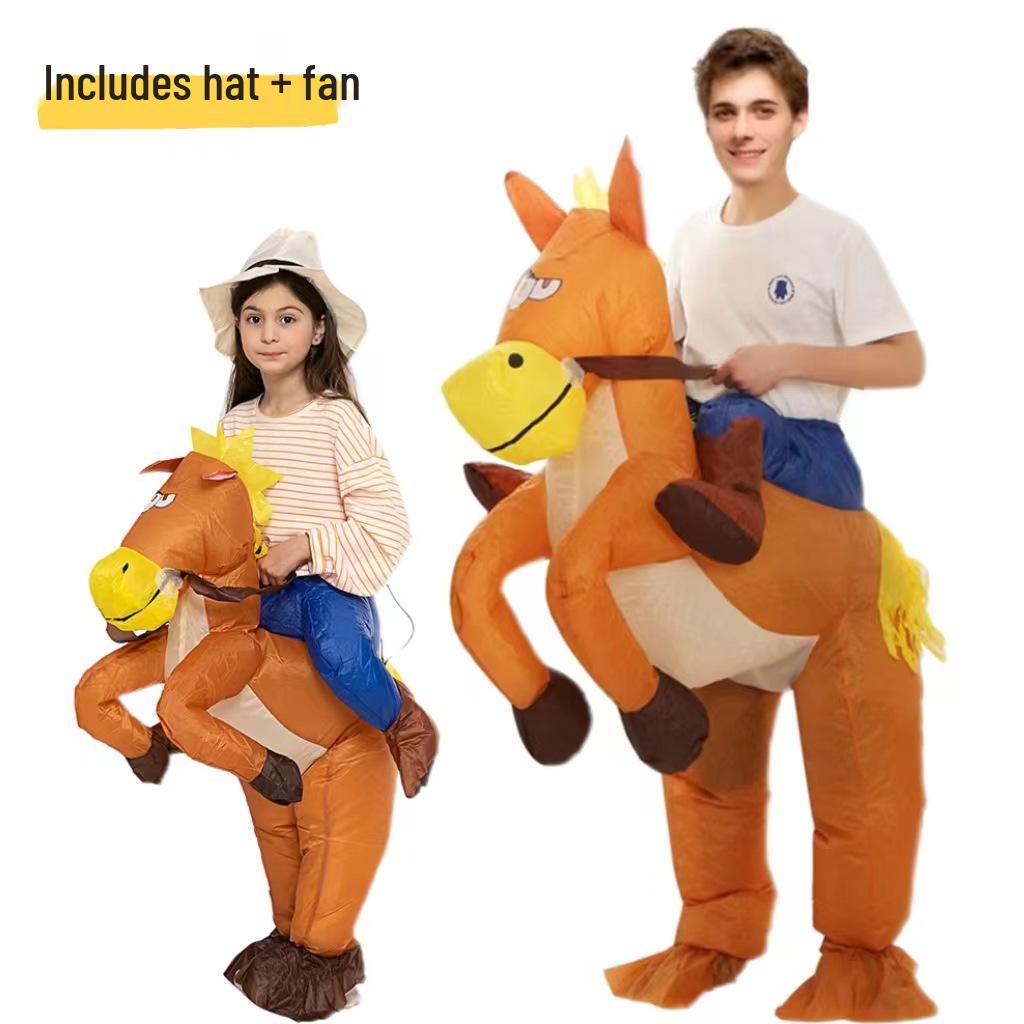 Halloween Horse Inflatable Costume for Parent-Child Cosplay - Funny Animal Riding Suit