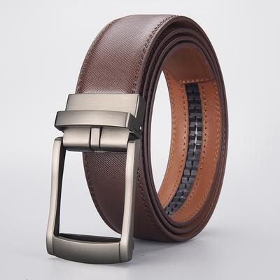 Herren Ledergürtel Automatikschließe Zweilagiges Rindsleder Falsche Dornschließe Hochwertiger Gürtel