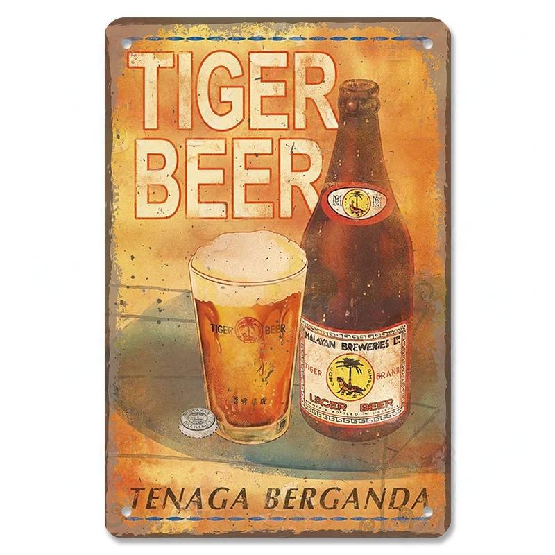Metal Tin Signs Japanese Foods Vintage Posters Decor Plaque Ramen Beer Metal Plates Wall Decor for Bar Kitchen Restaurant