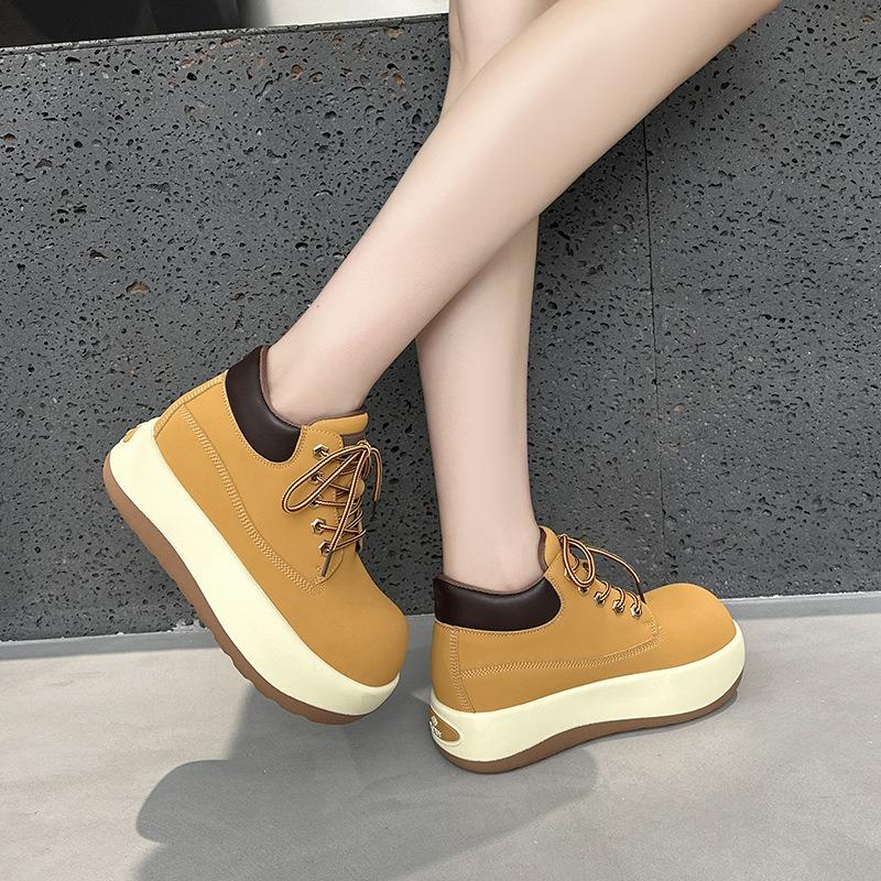 Ugly cute big-headed Martin boots for women's autumn new retro rhubarb boots fashionable thick-soled short boots for women