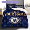 Custom Name,London Blues Chelsea Pattern Bedding Home Decoration Birthday Gift ( 1 Duvet Cover + 2 Pillowcase, Without Core),fan Merchandise.