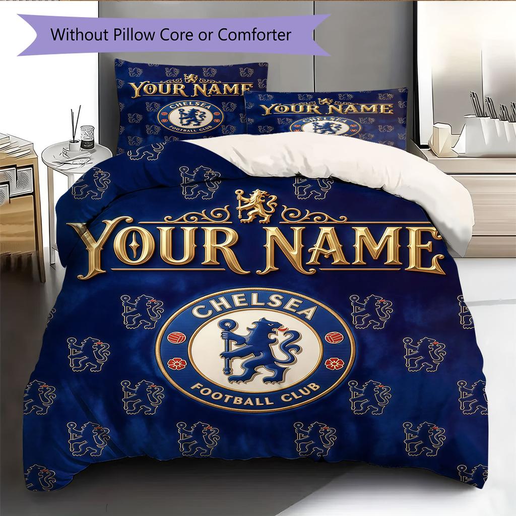 Custom Name,London Blues Chelsea Pattern Bedding Home Decoration Birthday Gift ( 1 Duvet Cover + 2 Pillowcase, Without Core),fan Merchandise.