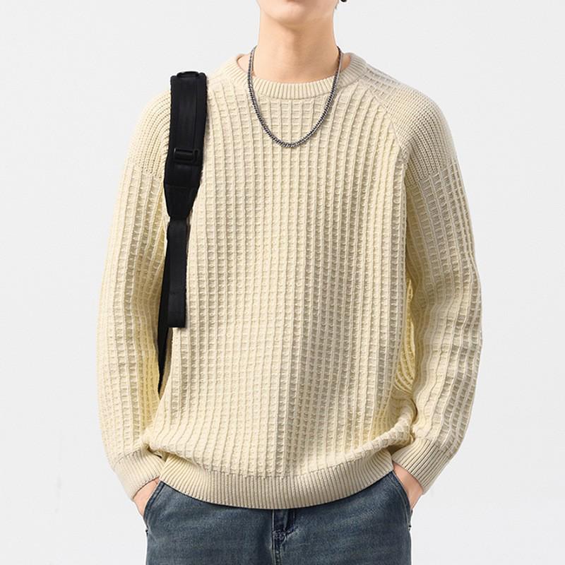 Shanggu Men’s High-End Loose Fashion Round Neck Sweater - Light Luxury and Versatile
