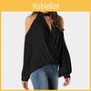 Versatile Women Cold Shoulder Choker V Neck Tops Made From Soft Polyester For Allday Comfort