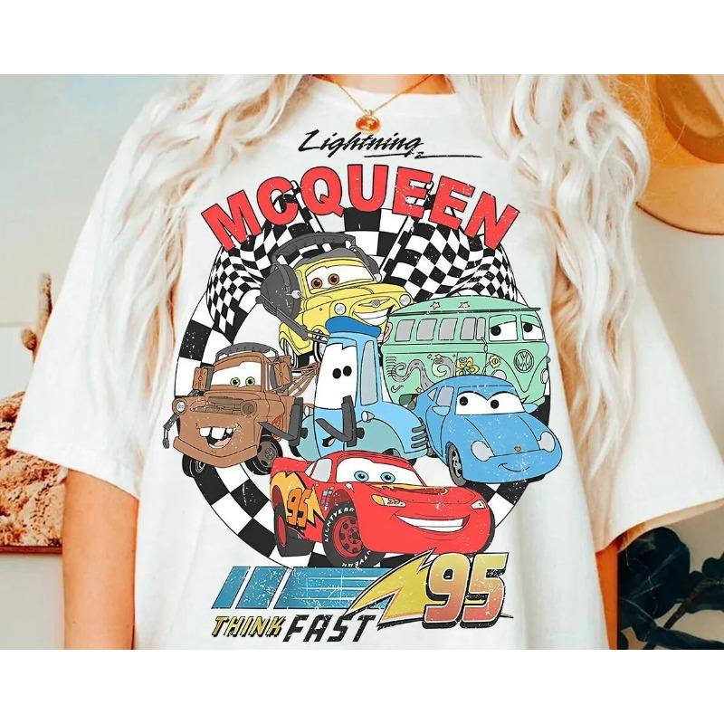 2026 Summer Disney Lightning Mcqueen Graphic Tshirt Men Women Fashion Cotton Quality Casual Loose Short Sleeve Classic Unisex