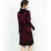 Women's Plus-size Sweater Dress Autumn Winter Fleece Mid-length Straight Knitted Dress Printed Flocking High-neck Skin-friendly Knitted Dress