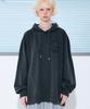 Cutout Patch Pigment Hooded Long Sleeve Charcoal