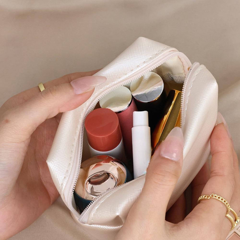 Einfarbig Make-Up Tasche Frauen Kosmetik Tasche Wasserdichte PU Leder Reise Tragbare Waschen Kulturbeutel Lagerung Tasche Organizer Geldbörse