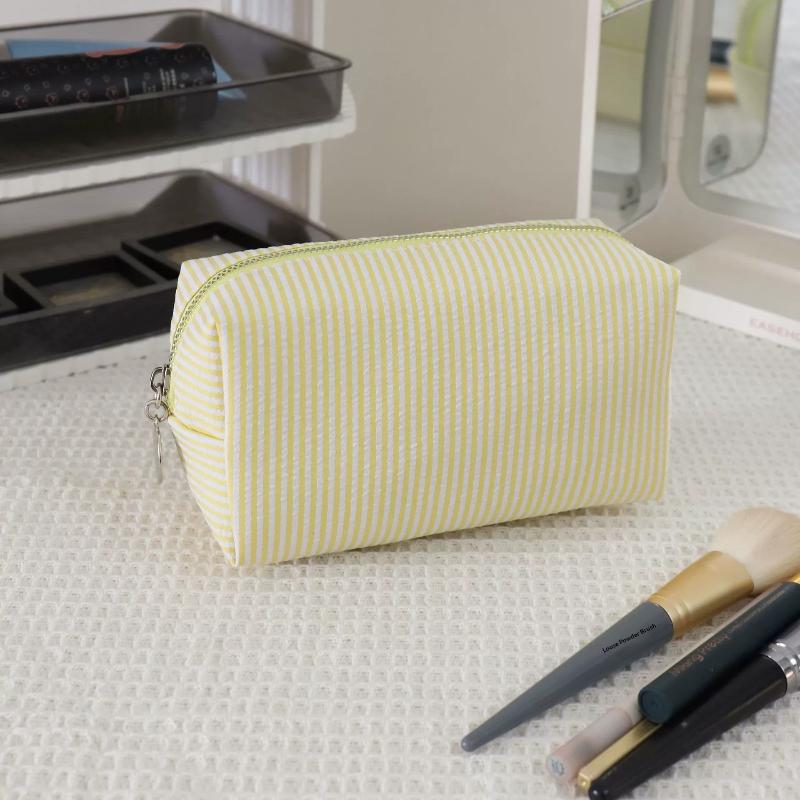 Borsa per Cosmetici a Strisce Fresca Semplice Grande Capacità Borsa per Trucco Astuccio per Matite Borse per Articoli da Toeletta da Viaggio Custodia per Articoli da Toeletta