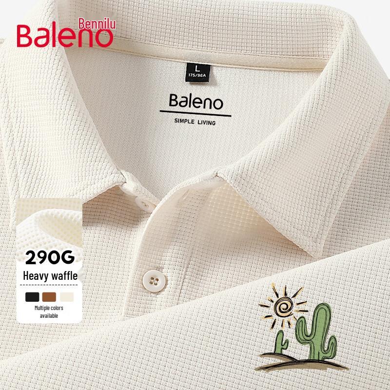 Baleno Men's Waffle Knit Long Sleeve Polo Shirt