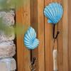 3 Pezzi Ganci da Parete, Ganci Appendiabiti Vintage in Metallo e Resina a Forma di Conchiglia per Bagno Cucina Ingresso, Appendioggetti Decorativo a Tema Spiaggia con Stella Marina Conchiglia,