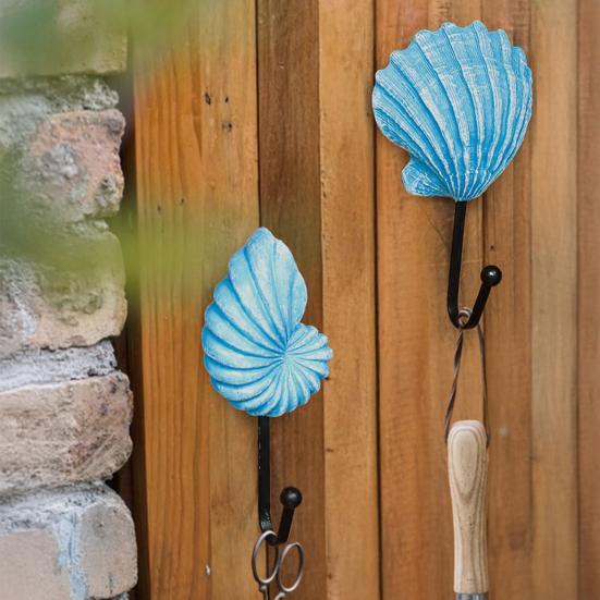 3 Pezzi Ganci da Parete, Ganci Appendiabiti Vintage in Metallo e Resina a Forma di Conchiglia per Bagno Cucina Ingresso, Appendioggetti Decorativo a Tema Spiaggia con Stella Marina Conchiglia,