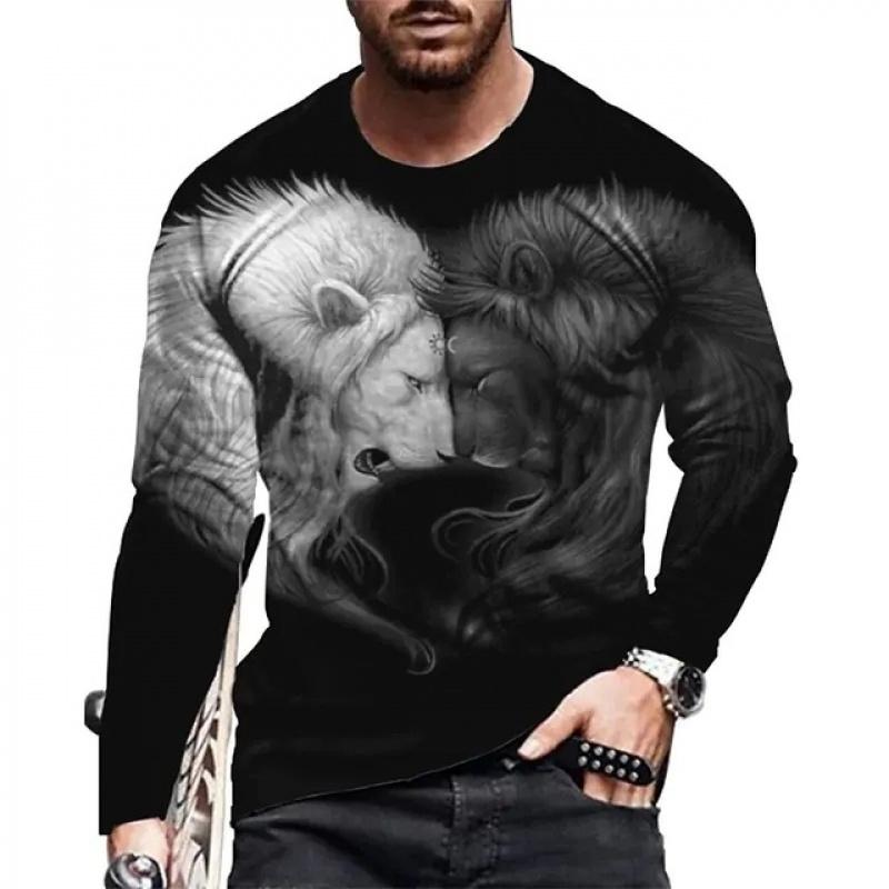 Spring New Long Sleeve T-Shirt Men's Fashion Printed Street Trend Top