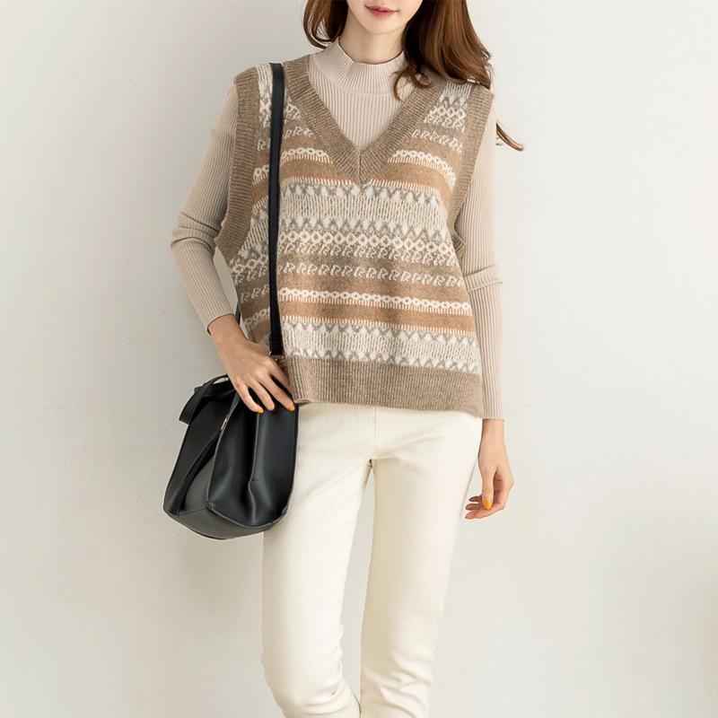 

Женский вязаный жилет с V-образным вырезом, топ без рукавов для осени/зимы 2024 XL