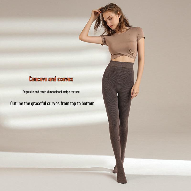 Clearance Velvet Thickened Cotton Tights - Women's Striped Slimming Shaping Warm Pantyhose Stockings