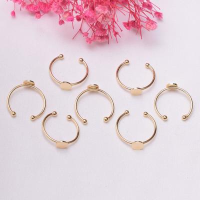 20 Stück Farbechtheit 14 Karat Gold Offener Flacher Ziehring Klebender Perlenring DIY Handgemacht Verstellbarer Flacher Ringhalter