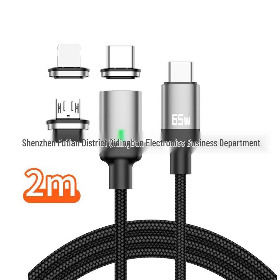 Grenzüberschreitendes magnetisches 3-in-1 PD-Schnellladekabel für Apple, Android & Typ-C-Geräte