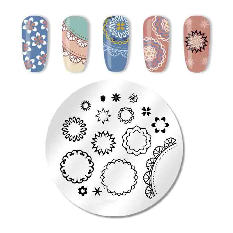 

Пластина для штамповки ногтей с цветочным рисунком, трафареты с волнистыми изображениями, инструмент для геометрической штамповки ногтей