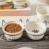 Non-Slip Elevated Cat Double Bowls Prevent Tipping Cat Water Bowls Ceramic Cat Bowls  Dog Feeder