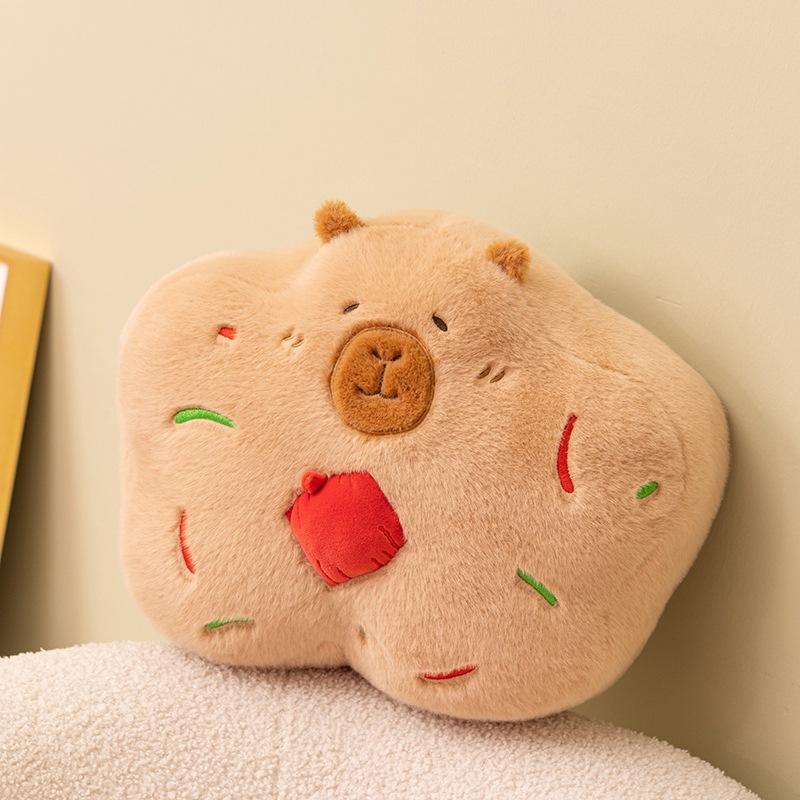Cartoon Capybara Biscuits Throw Pillow Plush Toy Doll Cookie Doll Home Sofa Pillow Doll