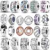 925 Silber Silikon Abstandhalter Stopper Clip Anhänger Chamilia Perlen Passend Halskette Armband DIY Geschenk Damen
