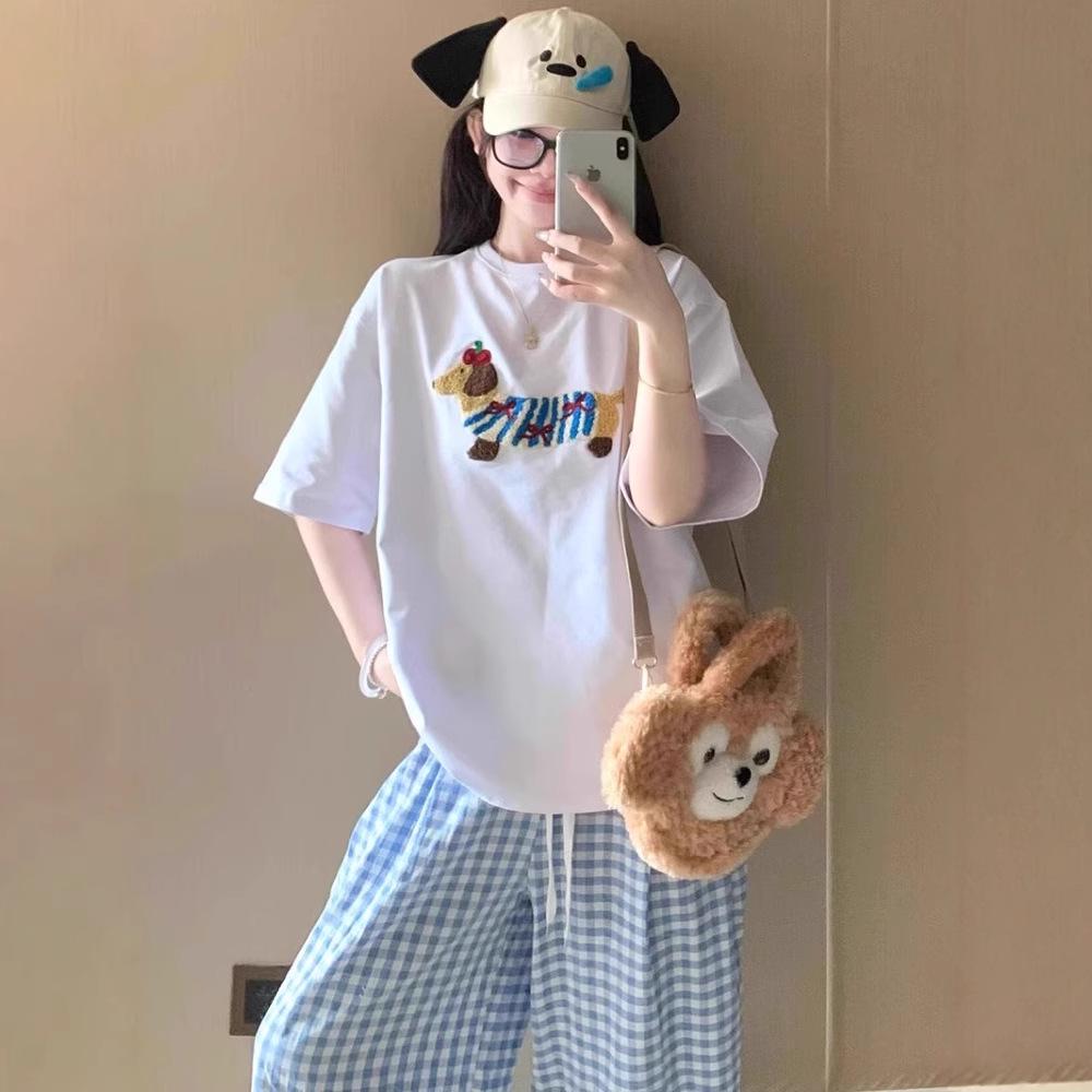 Girlish Dopamine Blue Plaid Women's Summer Wide-Leg Pants - Lazy Casual Yamamoto Style.