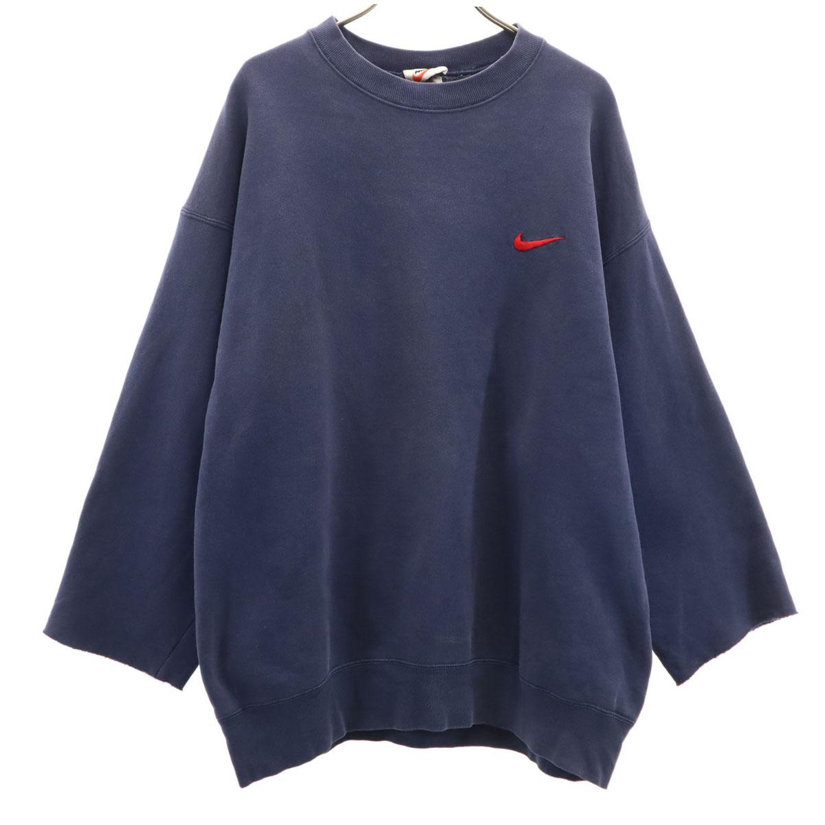 

NIKE 90s 00s Old White Tag Long sleeve sweat trainer XL Navy Men s Used