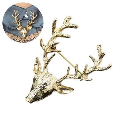 Unisex testa di cervo corna spilla spilla sciarpa bavero gioielli regalo di Natale