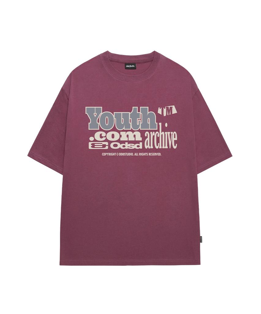 ODDSTUDIO Youth Archive Graphic Oversized T-Shirt - Plum