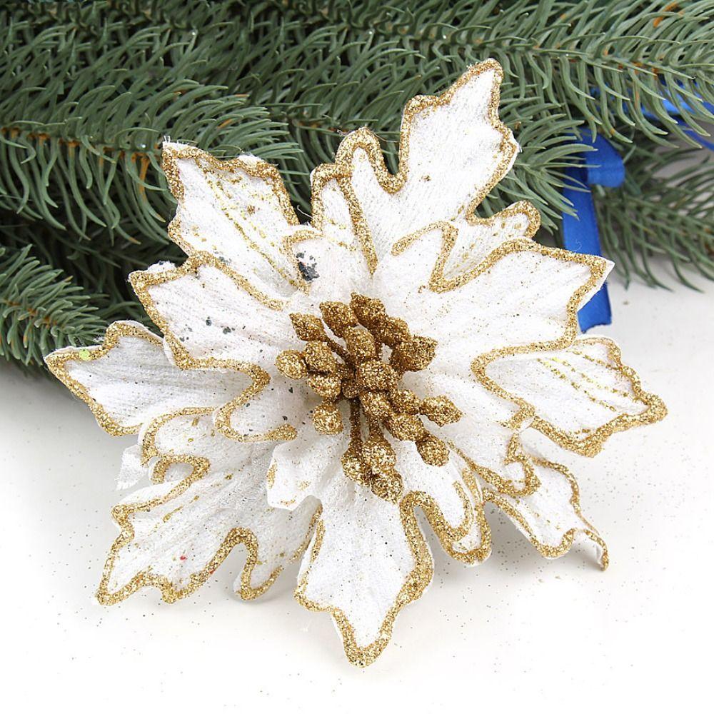 

3pcs 15CM Fake Bouquet Sparkling Simulation Flower DIY Fabric Sequin Christmas Flowers Festive