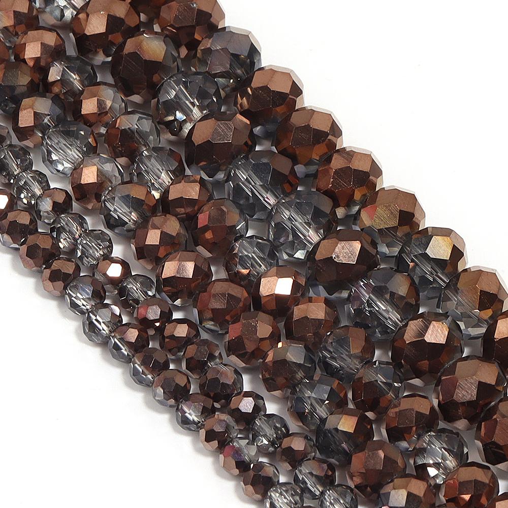 1 Strand 4 6 8mm Faceted Crystal Beads Gold Grey Glass Loose Spacer Beads For Jewelry Making DIY Bracelet Necklace Accessories