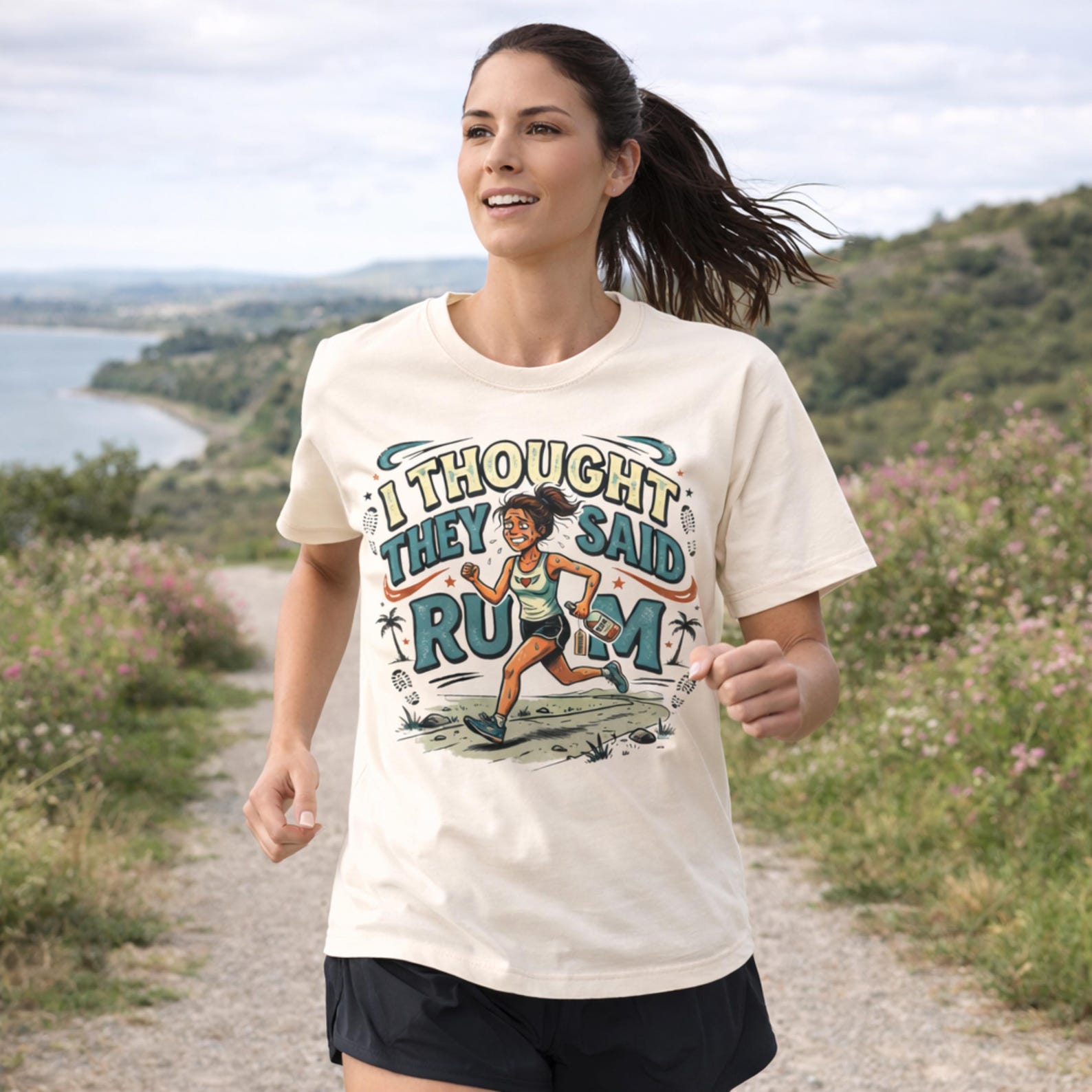 I Thought They Said Rum T-Shirt | Funny Running Runner Graphic Tee S