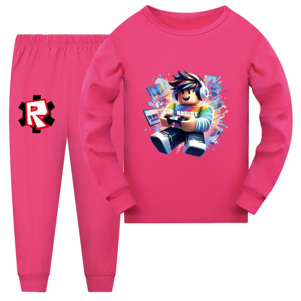 5529 Kids Boys Girls Game Cartoon Print Long Sleeves T-shirt Pants Pajamas Sleepwear Sleeping Sets