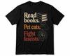 Read Books Pet Cats Fight Fascists PNG SVG, Retro Vintage Cat Lover Design, Book Lover Graphic, Political Activist Shirt Design,