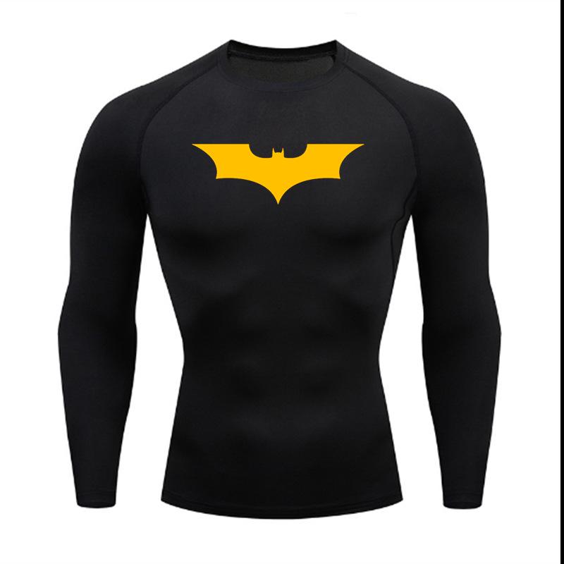 Men's Batman Compression Short Sleeve Sports T-Shirt for Running, Basketball, or Football - Quick Dry, Tight Fit, Round Neck.