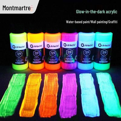 Montmartre Fluorescent Acrylic Paint Set: 60ml, 8 Bright Colors for Hand-Painted Ceramics and Glass