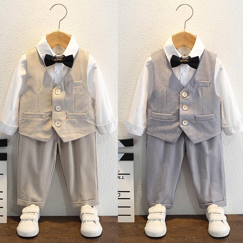 Jungen Dreiteiliger Festanzug mit Weste - Pageboy Geburtstagsoutfit