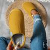 Damen Corduroy Seitliches Logo Winter Hausschuhe Rutschfest Warm Indoor Outdoor HausSchuhe Kleine Größe Empfehlen Eine Nummer Größer Bestellen