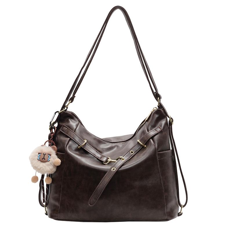 Retro tote bag women's new trendy fashion high-end shoulder bag large capacity commuter multi-purpose backpack